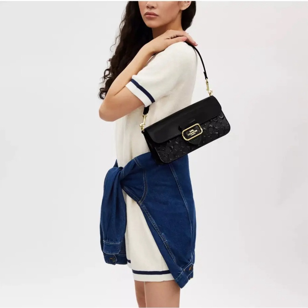 Coach NWT Morgan Shoulder Bag In Signature patent leather black 🤩 - Picture 2 of 15